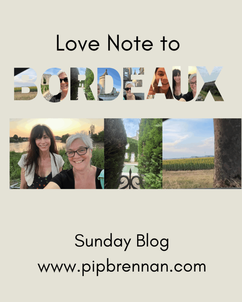 Love note to Bordeaux with the letters filled with different images of my travels. Centre images L-R - me and my Uni friend, a garden and Rigth image shows sunflowers in a field from the car window